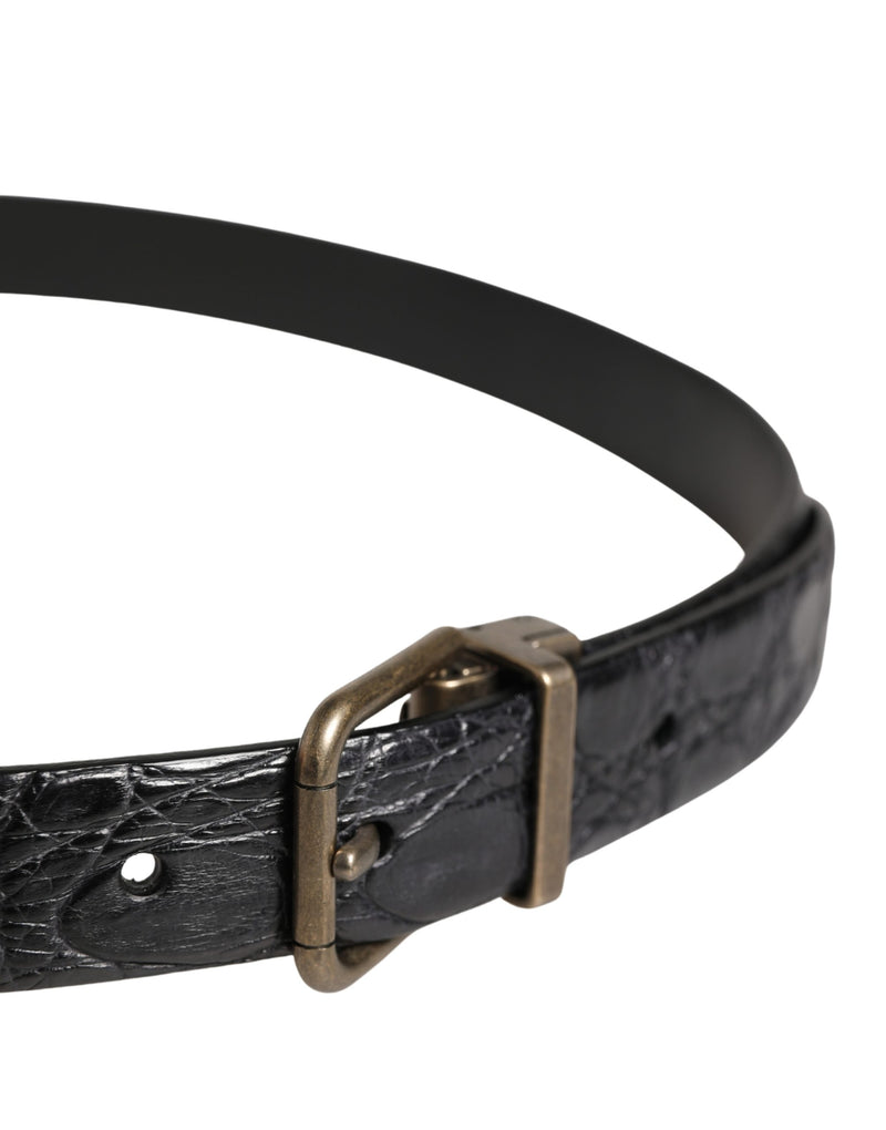 Ceinture Dolce &amp; Gabbana pour homme en cuir exotique noir avec boucle en métal