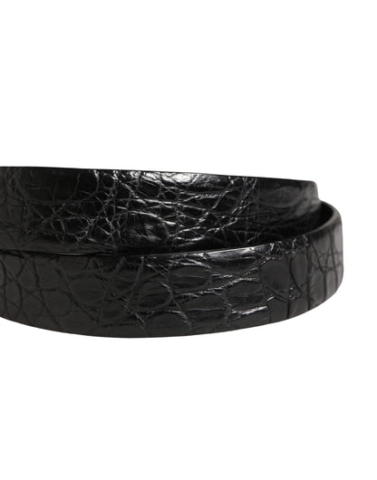 Ceinture Dolce &amp; Gabbana pour homme en cuir exotique noir avec boucle en métal