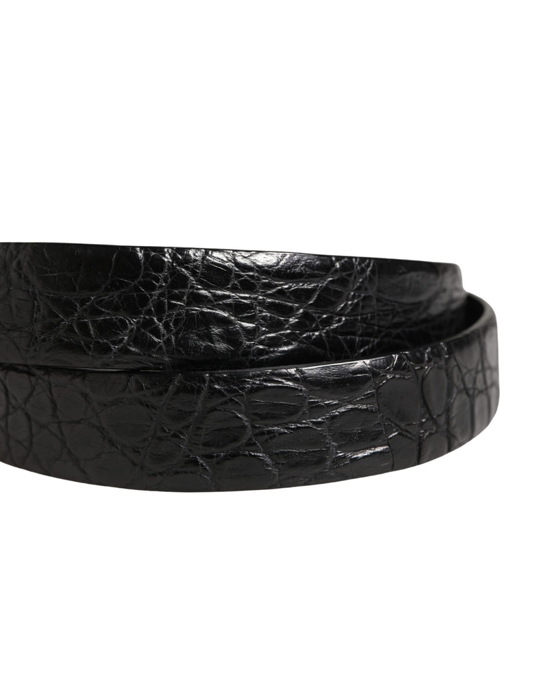 Ceinture Dolce &amp; Gabbana pour homme en cuir exotique noir avec boucle en métal