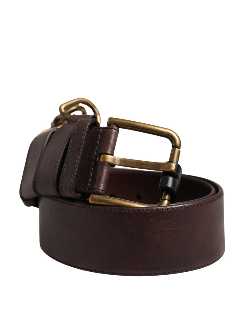 Ceinture Dolce &amp; Gabbana pour homme en cuir de veau marron avec boucle en métal