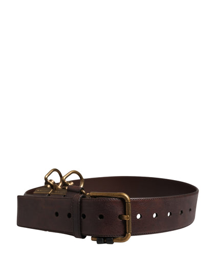 Ceinture Dolce &amp; Gabbana pour homme en cuir de veau marron avec boucle en métal