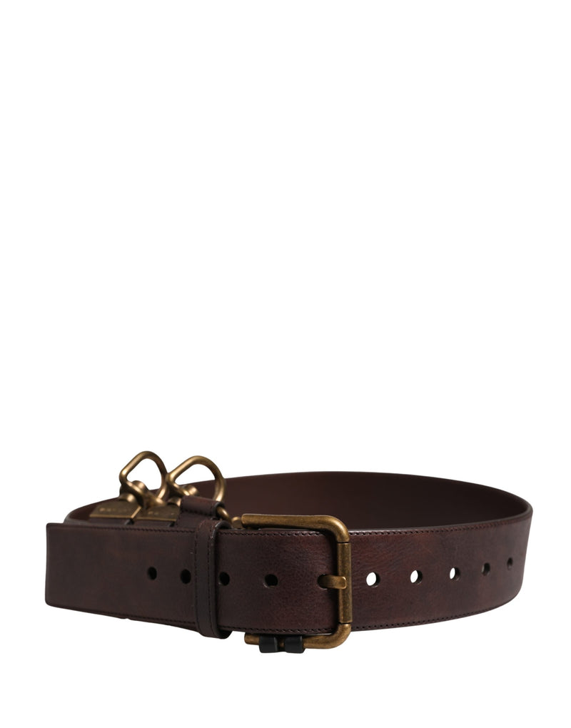 Ceinture Dolce &amp; Gabbana pour homme en cuir de veau marron avec boucle en métal