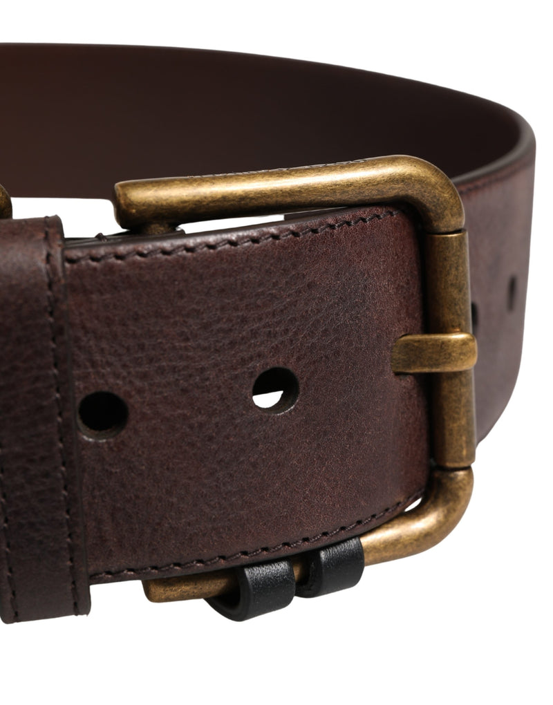 Ceinture Dolce &amp; Gabbana pour homme en cuir de veau marron avec boucle en métal