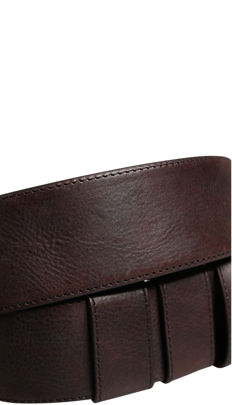 Ceinture Dolce &amp; Gabbana pour homme en cuir de veau marron avec boucle en métal