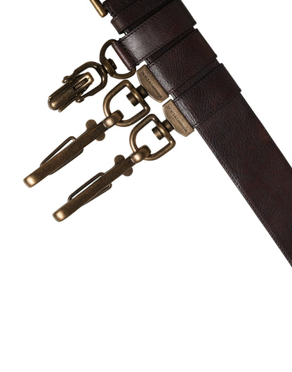 Ceinture Dolce &amp; Gabbana pour homme en cuir de veau marron avec boucle en métal
