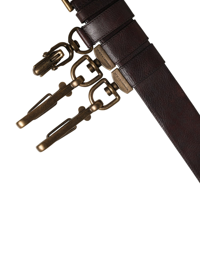 Ceinture Dolce &amp; Gabbana pour homme en cuir de veau marron avec boucle en métal