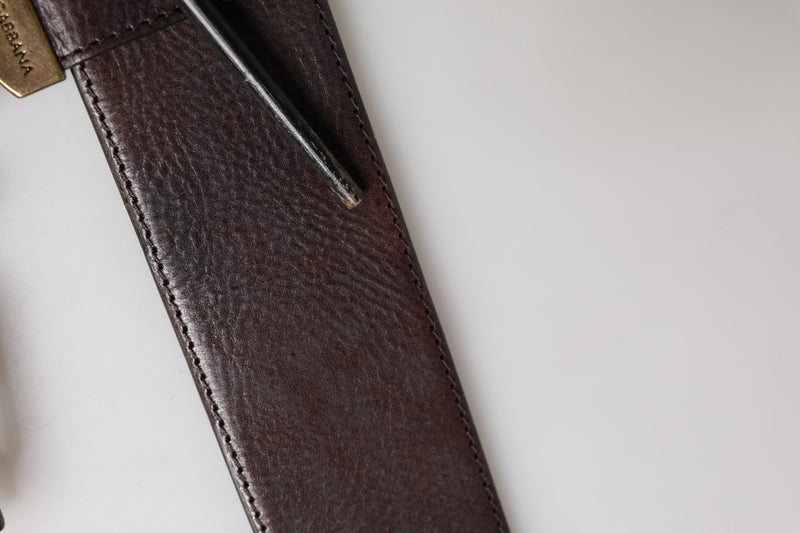 Ceinture Dolce &amp; Gabbana pour homme en cuir de veau marron avec boucle en métal