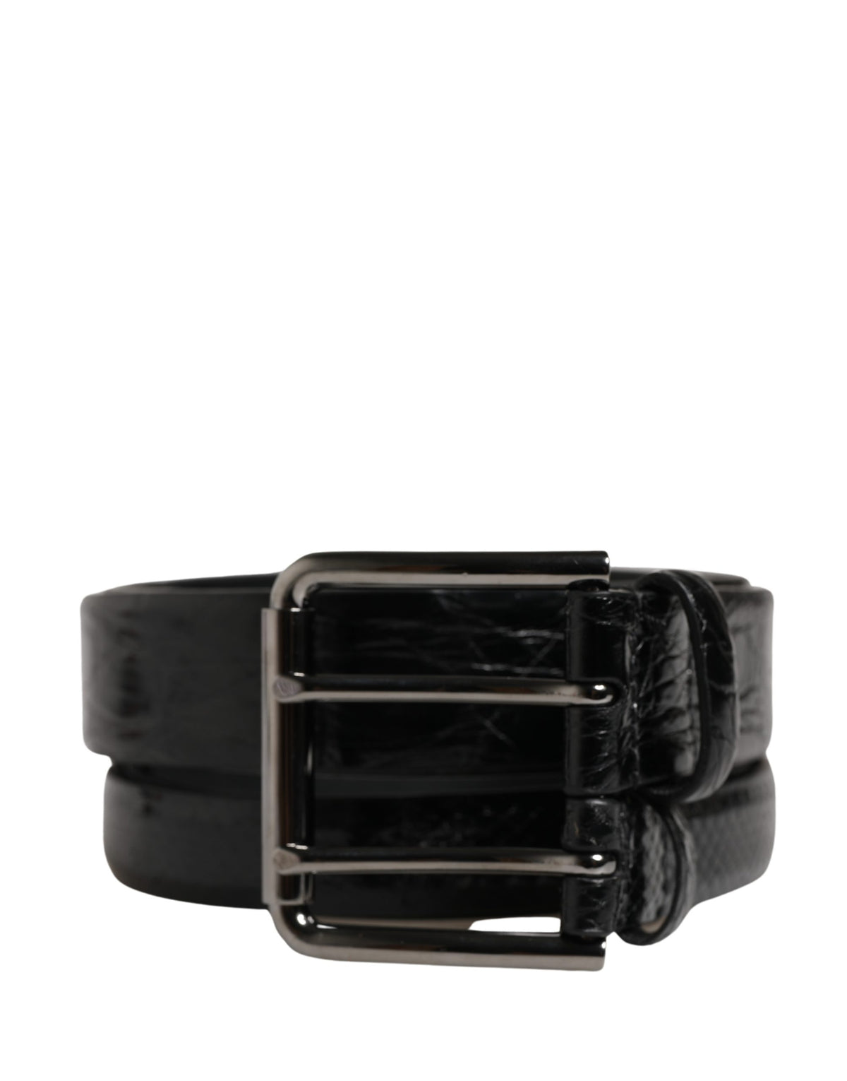 Ceinture à double sangle en cuir exotique noir pour homme Dolce &amp; Gabbana