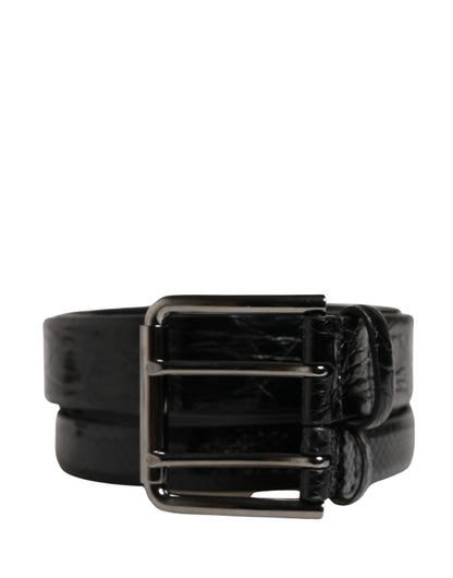 Ceinture à double sangle en cuir exotique noir pour homme Dolce &amp; Gabbana