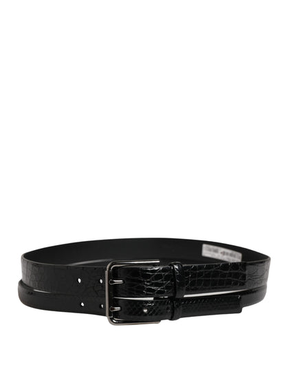 Ceinture à double sangle en cuir exotique noir pour homme Dolce &amp; Gabbana