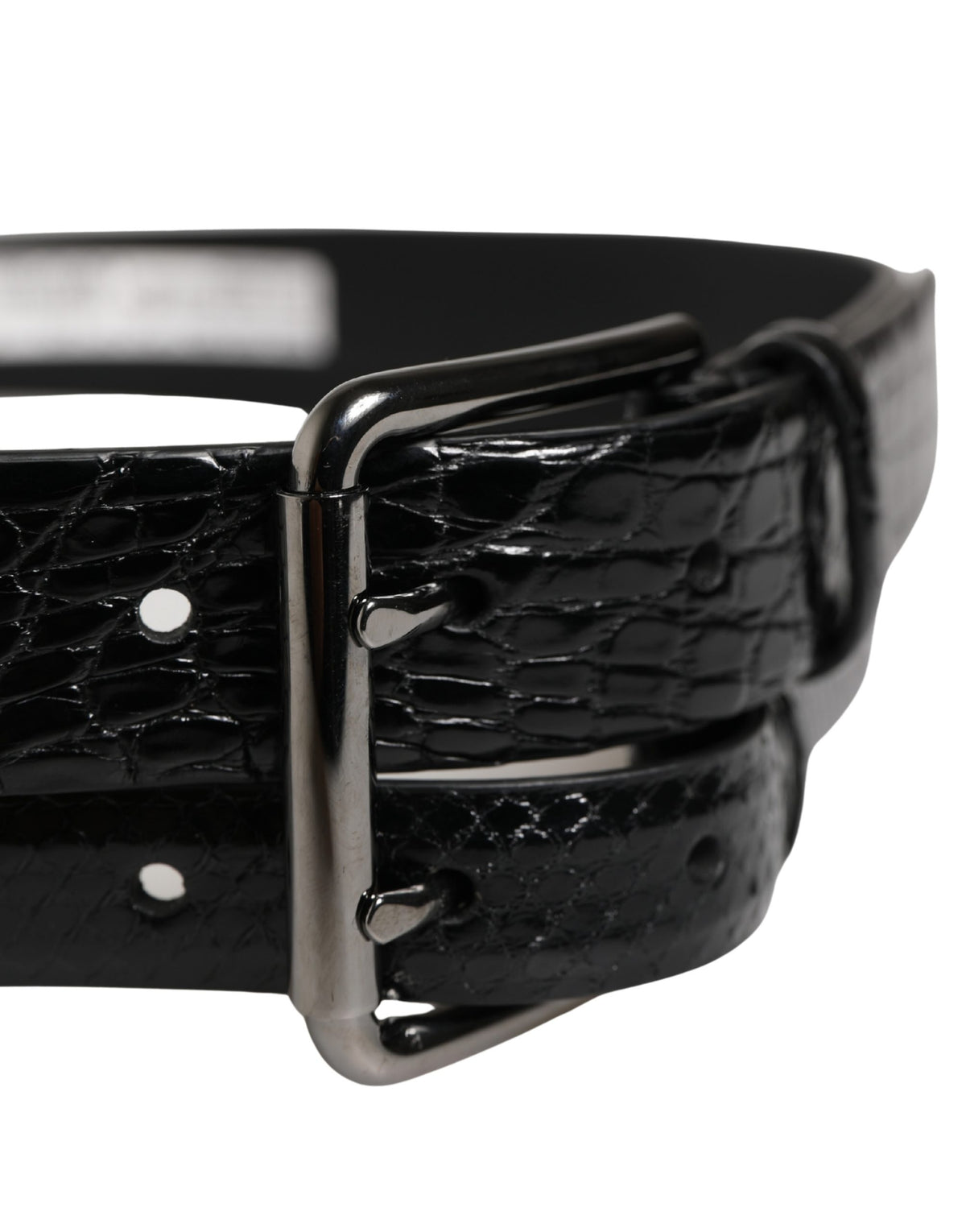Ceinture à double sangle en cuir exotique noir pour homme Dolce &amp; Gabbana