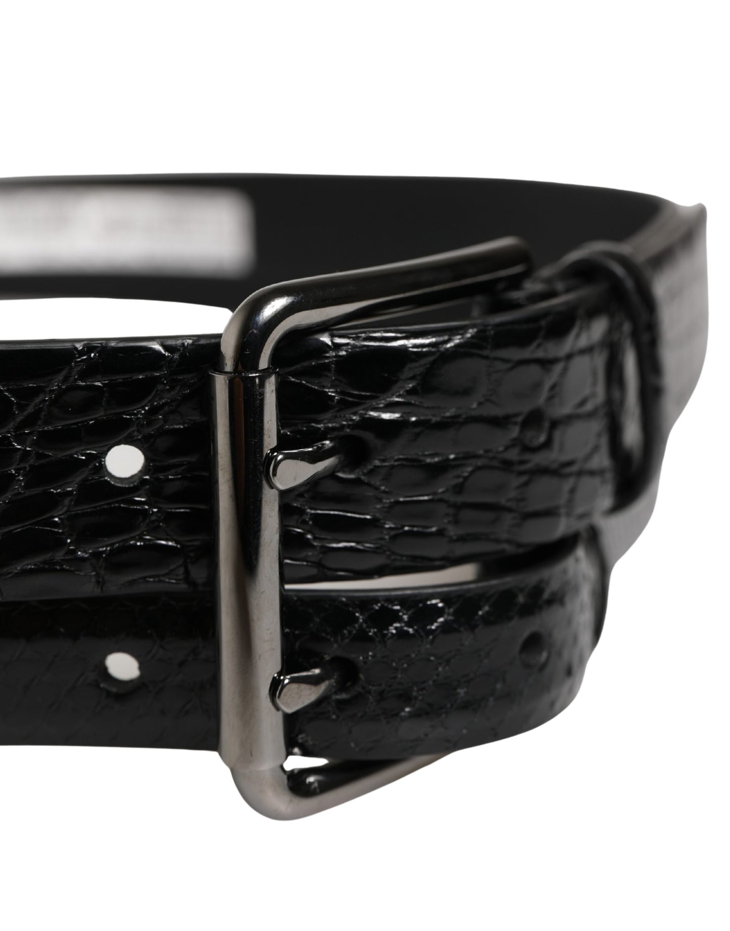 Ceinture à double sangle en cuir exotique noir pour homme Dolce &amp; Gabbana