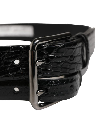 Ceinture à double sangle en cuir exotique noir pour homme Dolce &amp; Gabbana