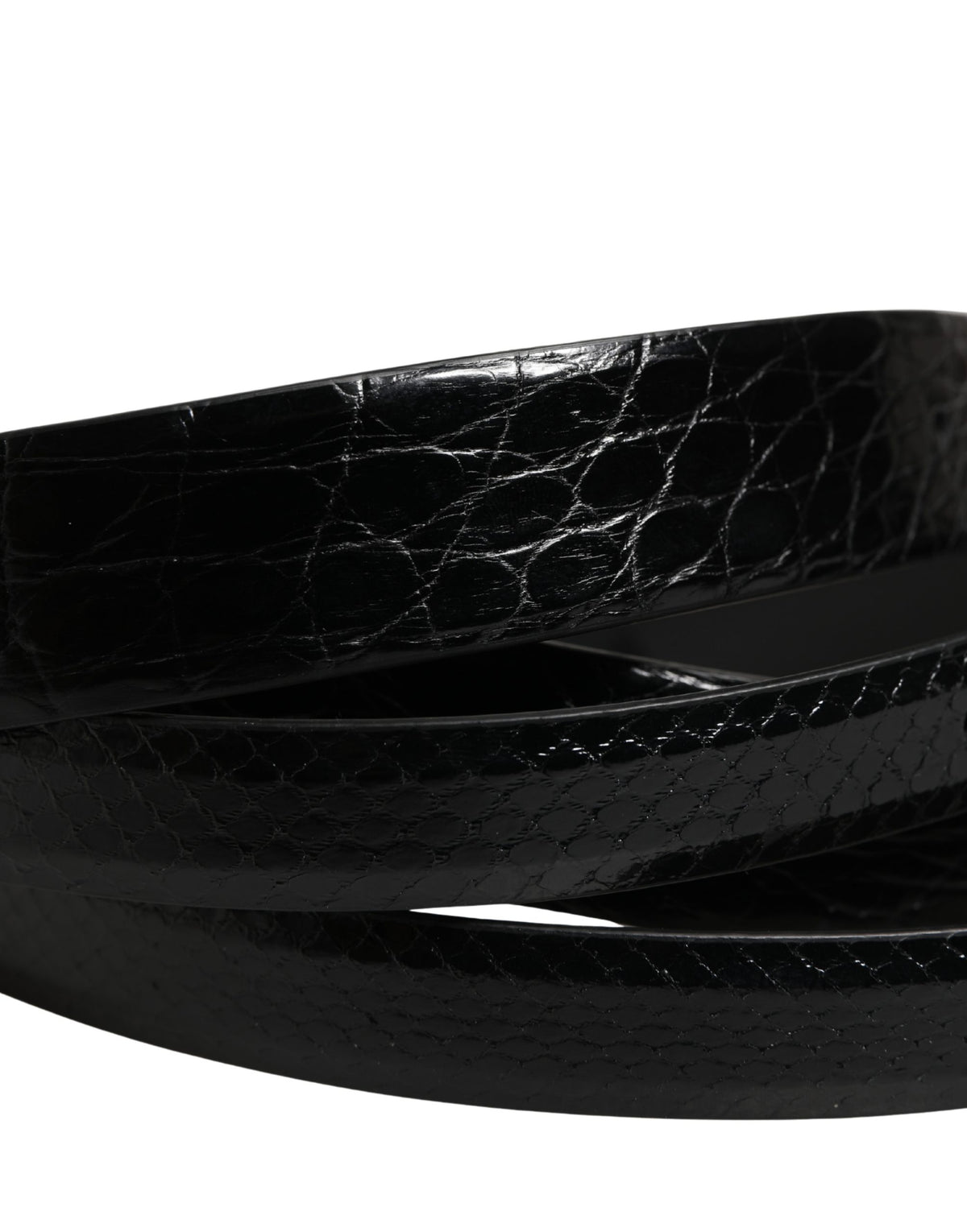 Ceinture à double sangle en cuir exotique noir pour homme Dolce &amp; Gabbana