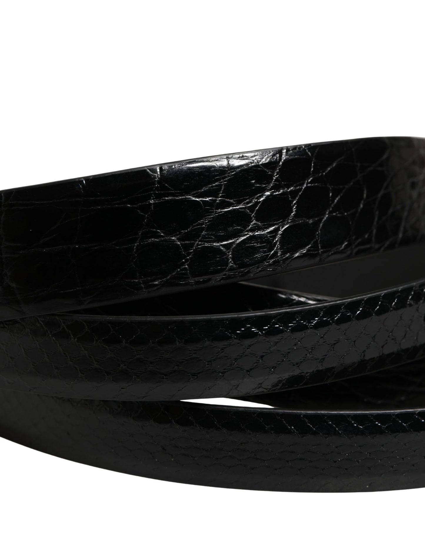 Ceinture à double sangle en cuir exotique noir pour homme Dolce &amp; Gabbana