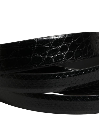 Ceinture à double sangle en cuir exotique noir pour homme Dolce &amp; Gabbana