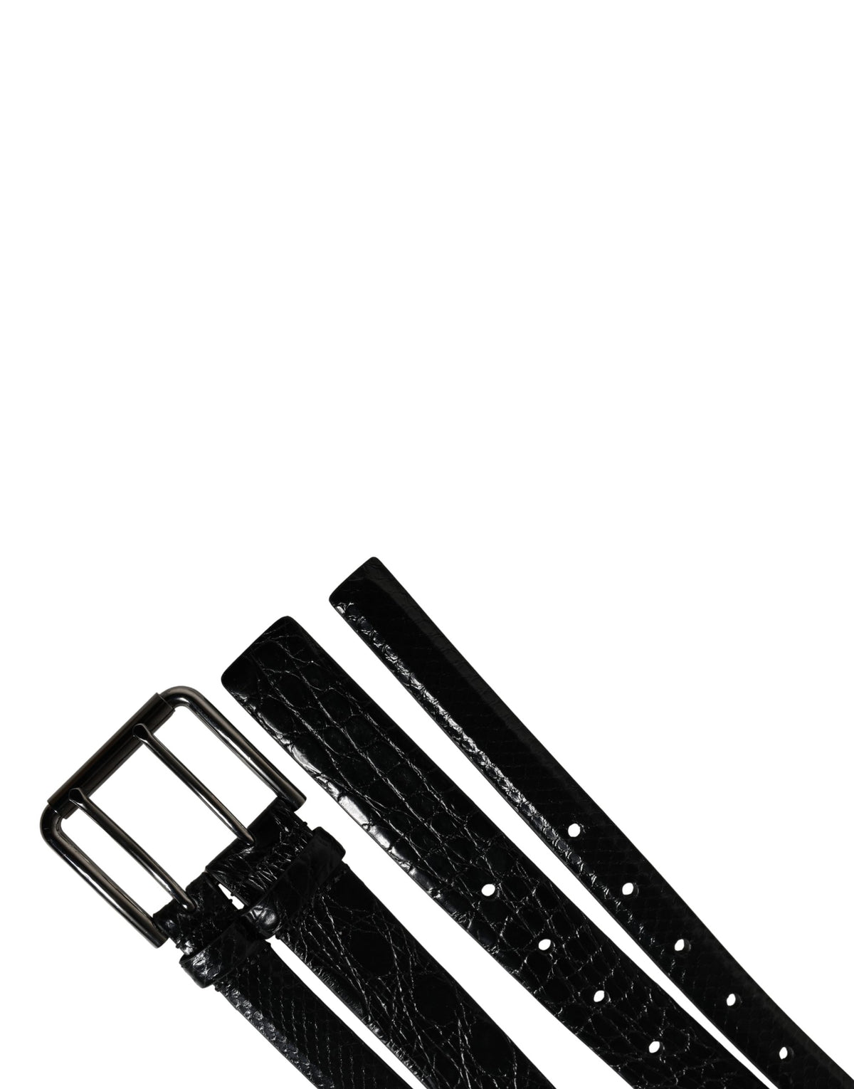 Ceinture à double sangle en cuir exotique noir pour homme Dolce &amp; Gabbana