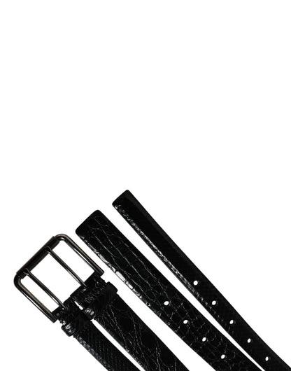 Ceinture à double sangle en cuir exotique noir pour homme Dolce &amp; Gabbana