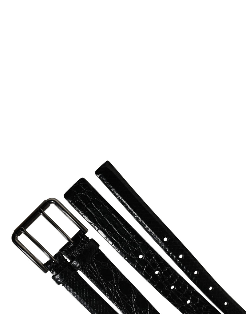Dolce & Gabbana Men Black Exotic Leather Double Strap Belt