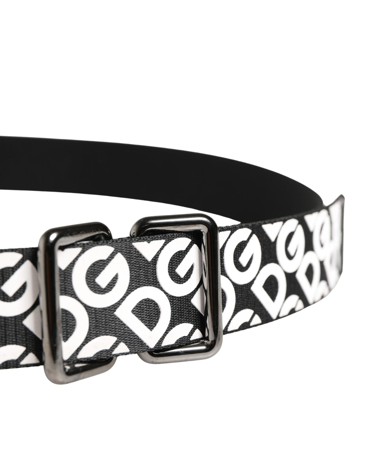 Ceinture Dolce &amp; Gabbana blanche et noire en cuir avec logo et boucle en métal