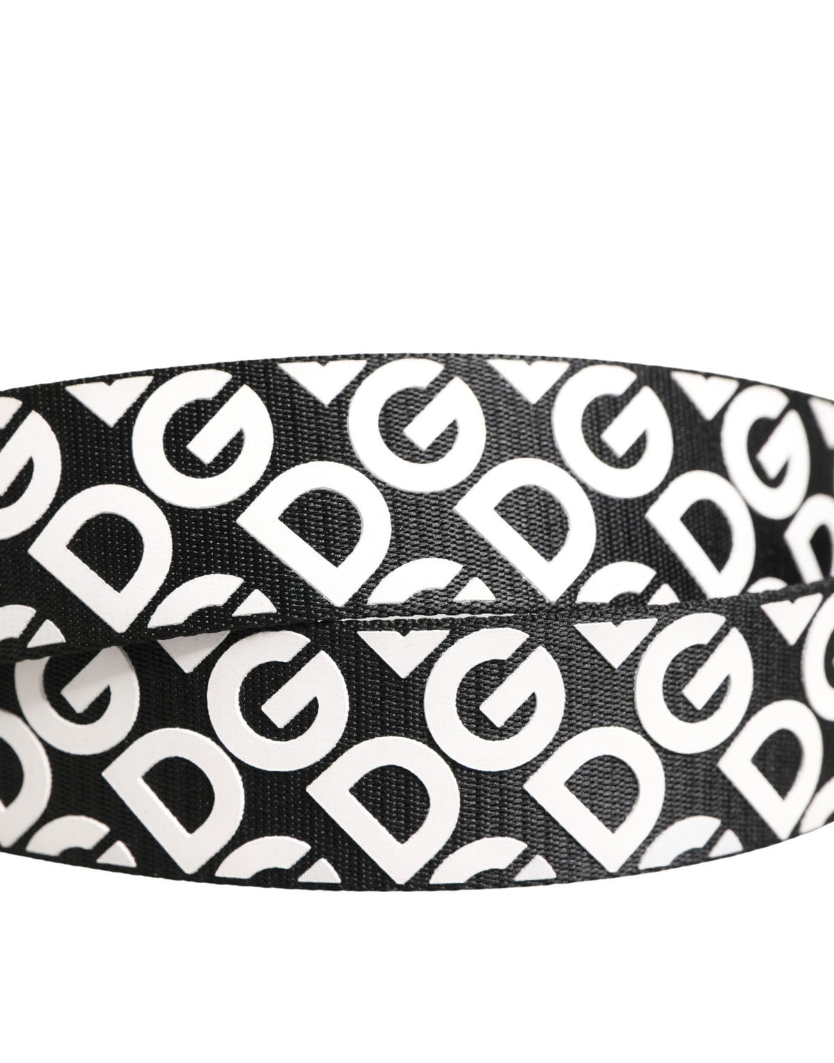 Ceinture Dolce &amp; Gabbana blanche et noire en cuir avec logo et boucle en métal