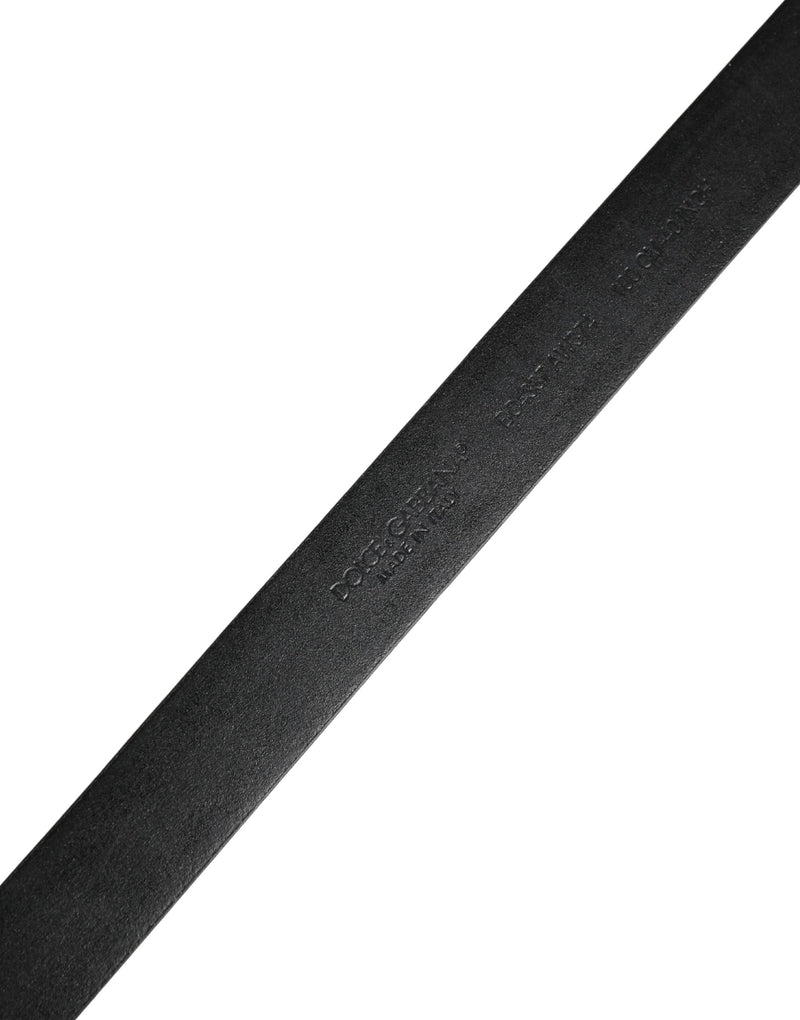 Dolce & Gabbana Men Black Classic Leather Metal Buckle Belt