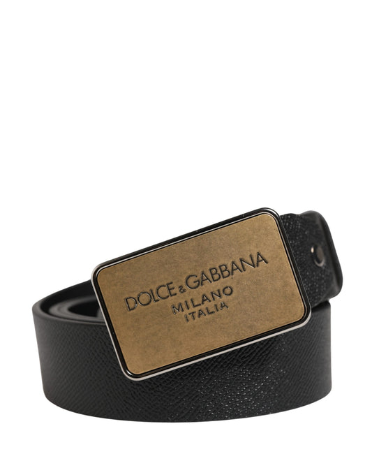 Dolce & Gabbana Zwarte Klassieke Leren Riem met Metale Logogesp