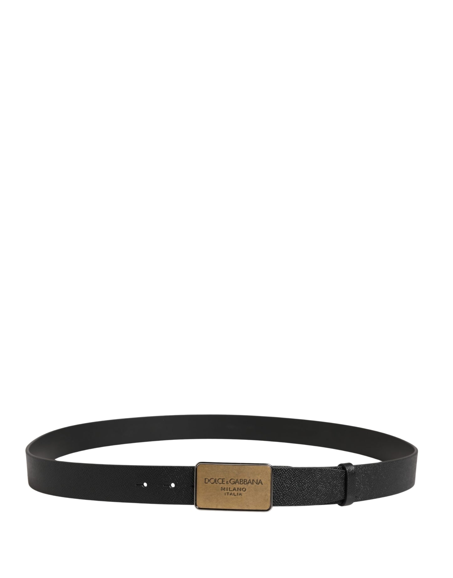 Ceinture Dolce &amp; Gabbana classique en cuir noir avec logo et boucle métallique