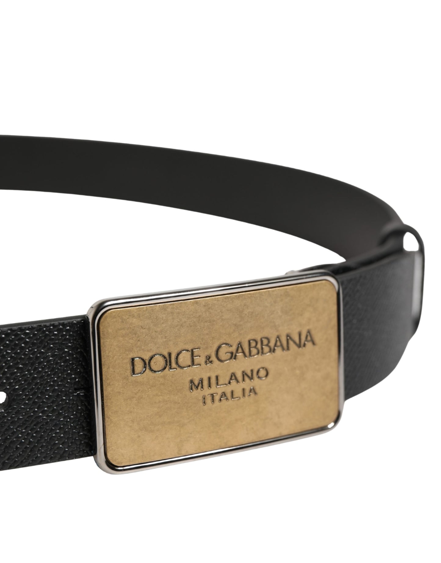 Ceinture Dolce &amp; Gabbana classique en cuir noir avec logo et boucle métallique