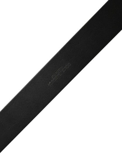 Ceinture Dolce &amp; Gabbana classique en cuir noir avec logo et boucle métallique
