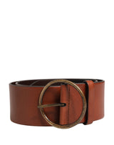 Ceinture Dolce &amp; Gabbana pour homme en cuir marron, taille large, boucle ronde en métal