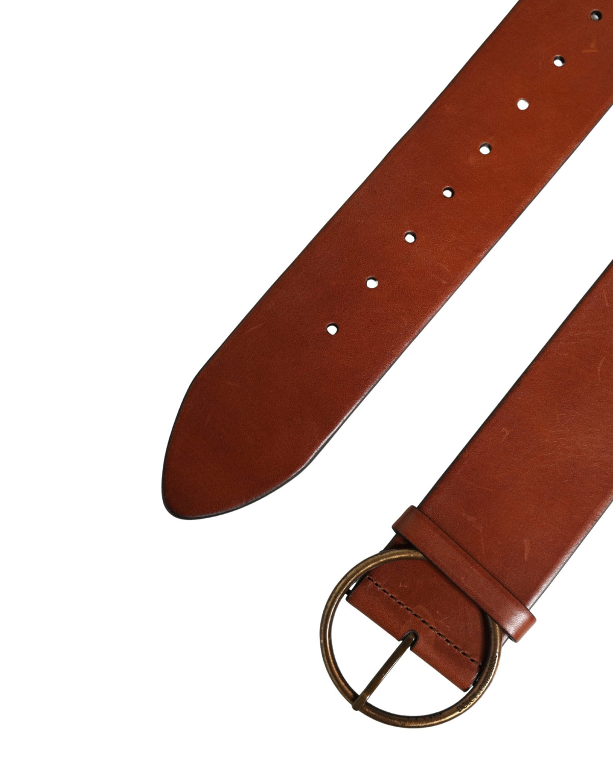 Ceinture Dolce &amp; Gabbana pour homme en cuir marron, taille large, boucle ronde en métal