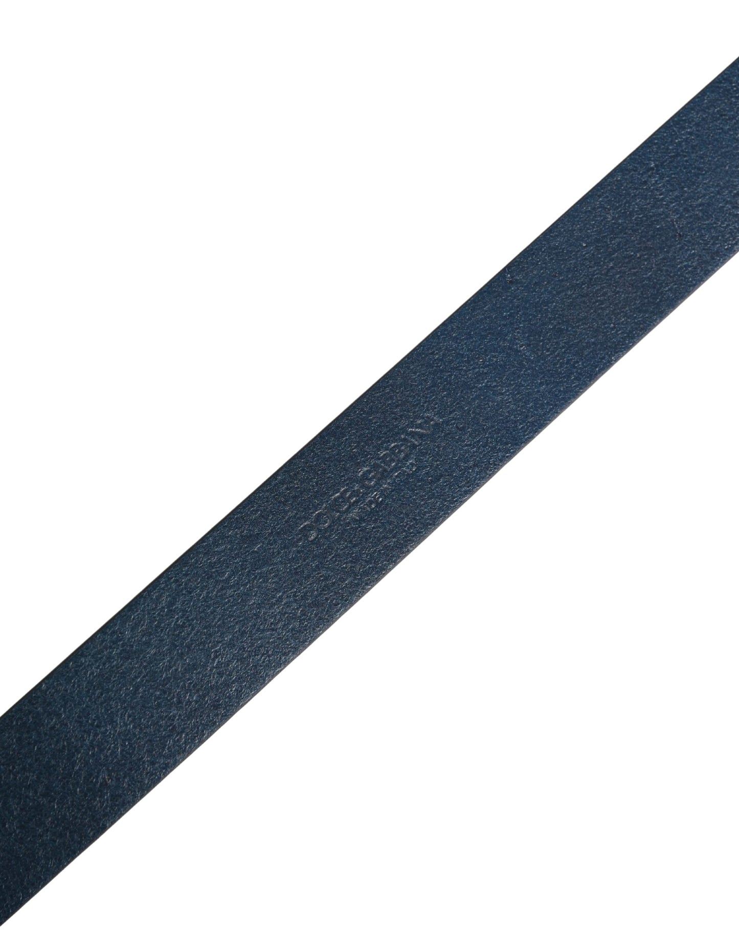 Ceinture Dolce &amp; Gabbana pour homme en cuir de veau bleu avec logo et boucle métallique