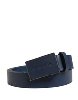 Ceinture Dolce &amp; Gabbana en cuir de veau bleu avec boucle métallique et logo