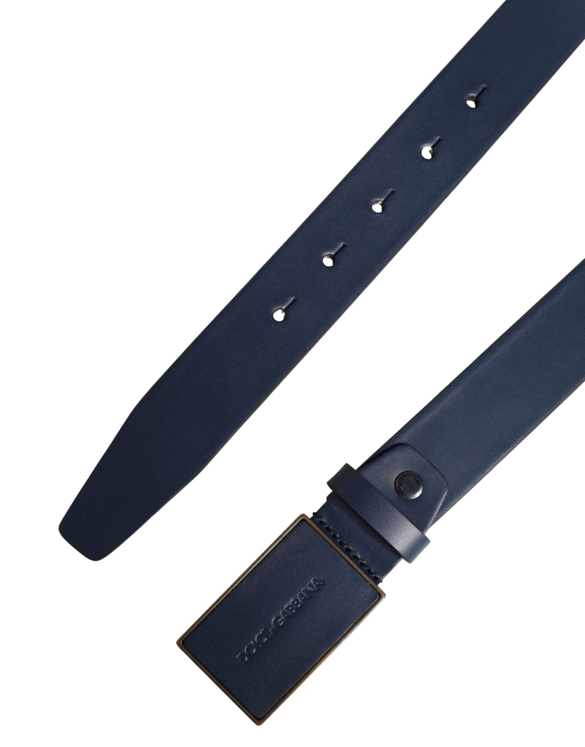 Ceinture Dolce &amp; Gabbana en cuir de veau bleu avec boucle métallique et logo
