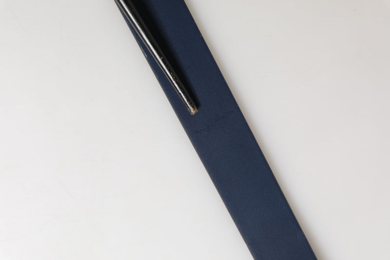 Dolce & Gabbana Blue Calfskin Leather Logo Metal Buckle Belt