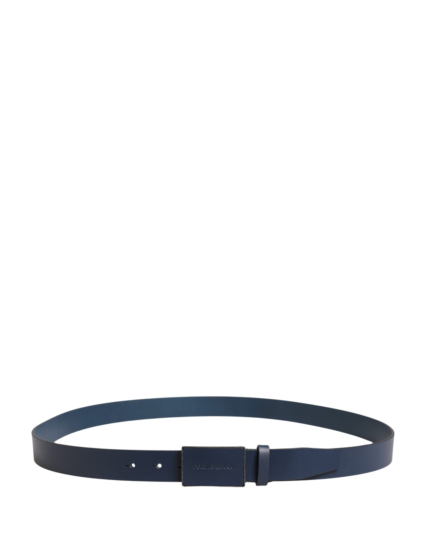 Ceinture Dolce &amp; Gabbana en cuir de veau bleu foncé avec boucle métallique et logo