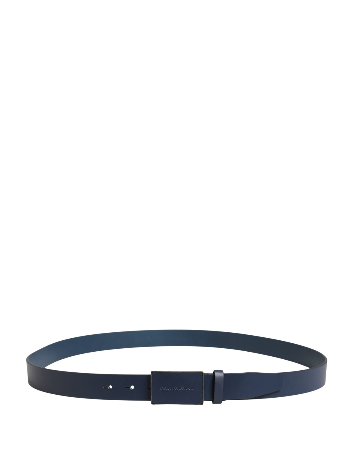 Ceinture Dolce &amp; Gabbana pour homme en cuir de veau bleu avec logo et boucle métallique