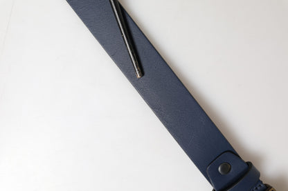 Ceinture Dolce &amp; Gabbana pour homme en cuir de veau bleu avec logo et boucle métallique