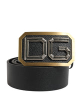 Ceinture Dolce &amp; Gabbana pour homme en cuir noir avec boucle métallique et logo DG