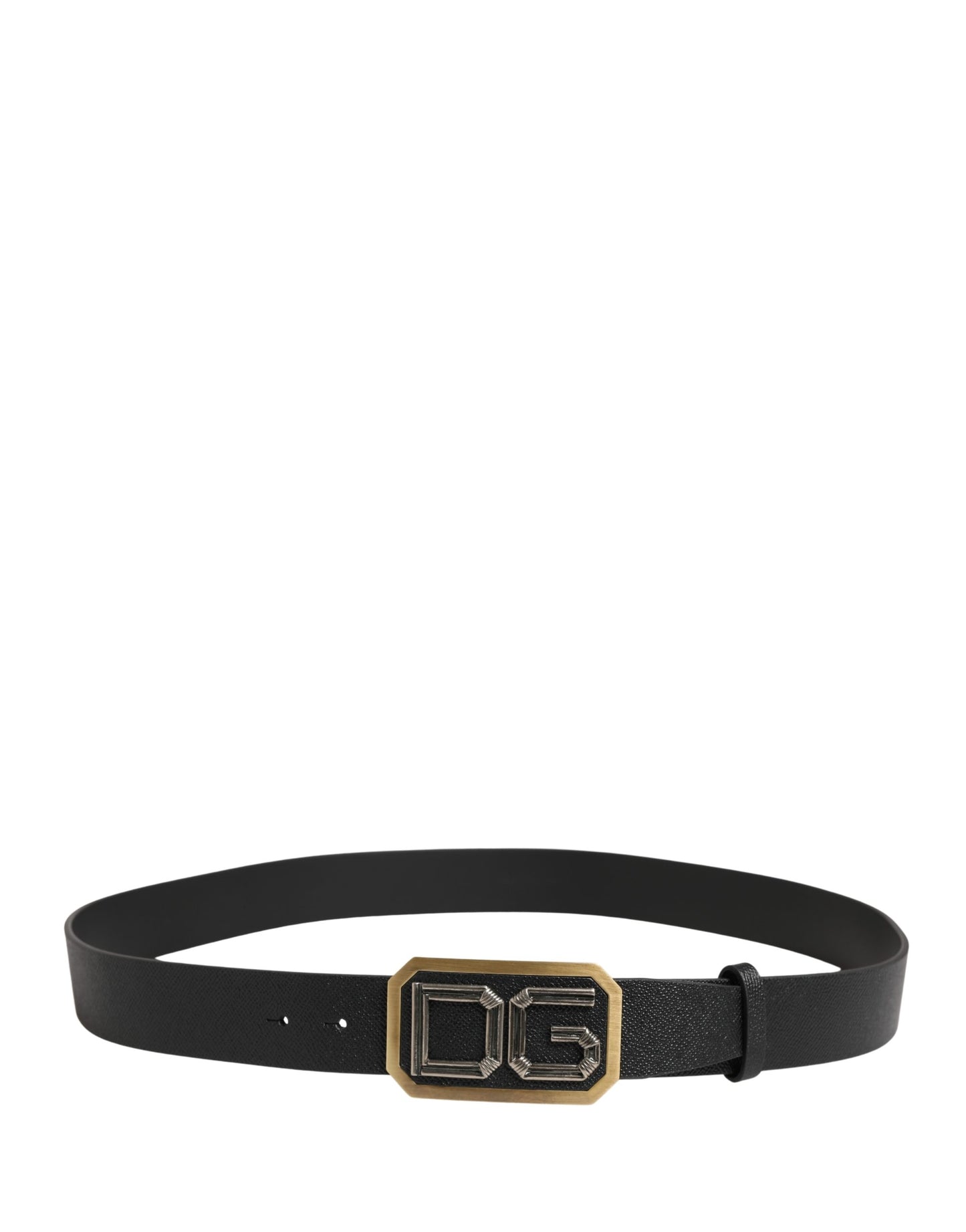 Ceinture Dolce &amp; Gabbana pour homme en cuir noir avec boucle métallique et logo DG