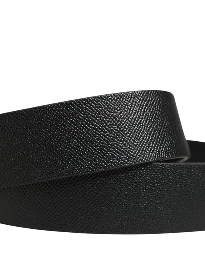 Ceinture Dolce &amp; Gabbana pour homme en cuir noir avec boucle métallique et logo DG