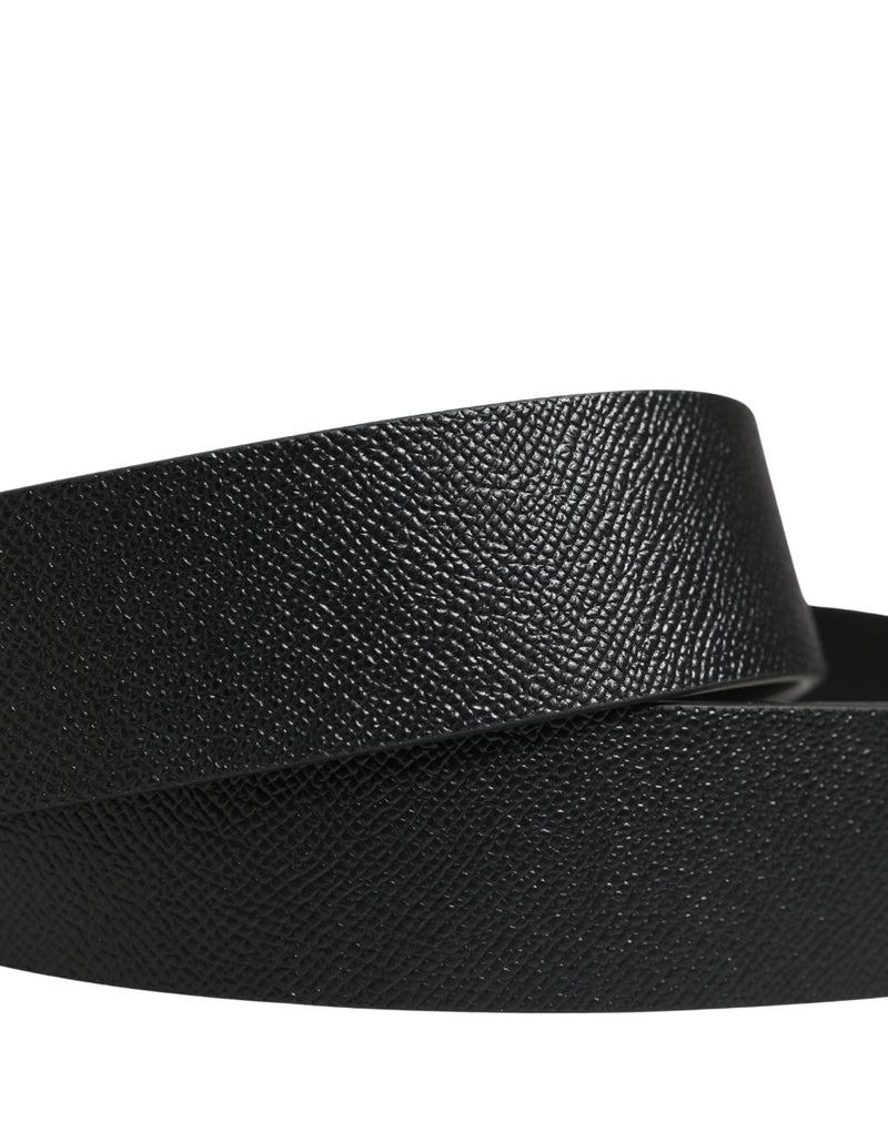 Ceinture Dolce &amp; Gabbana pour homme en cuir noir avec boucle métallique et logo DG
