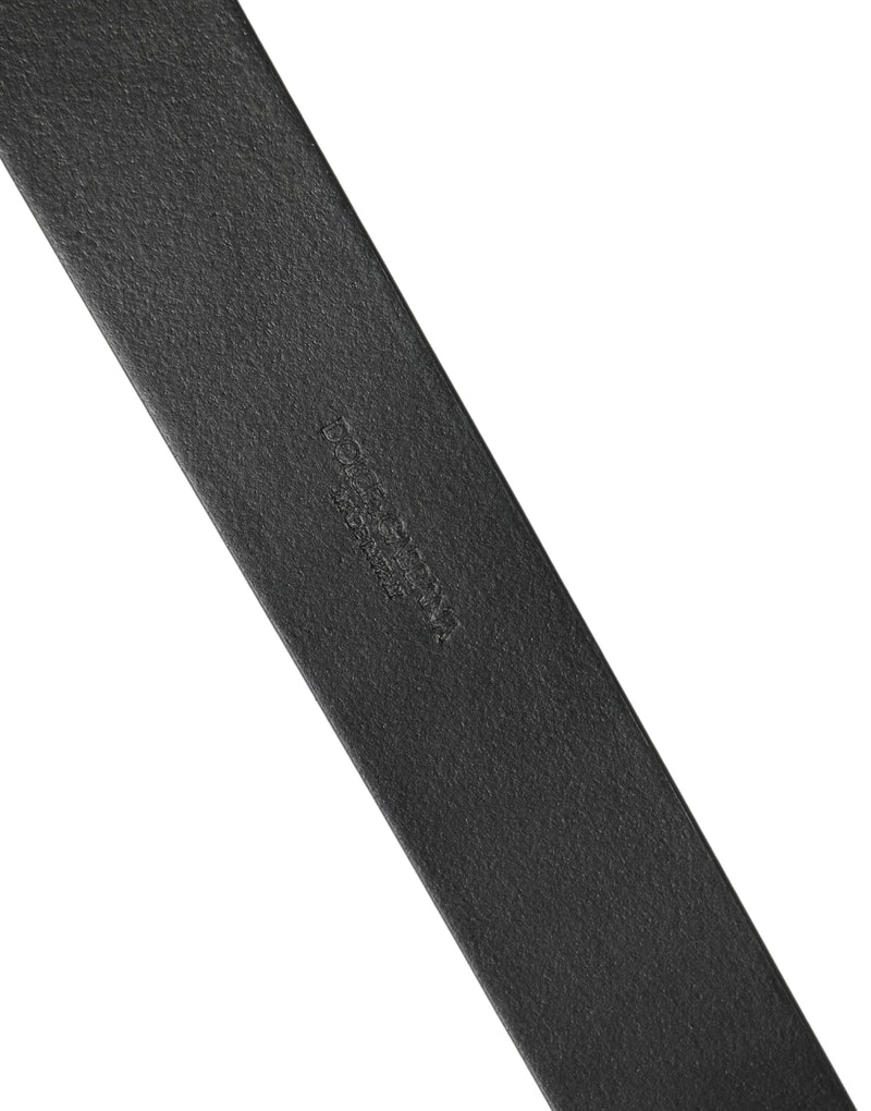Ceinture Dolce &amp; Gabbana pour homme en cuir noir avec boucle métallique et logo DG