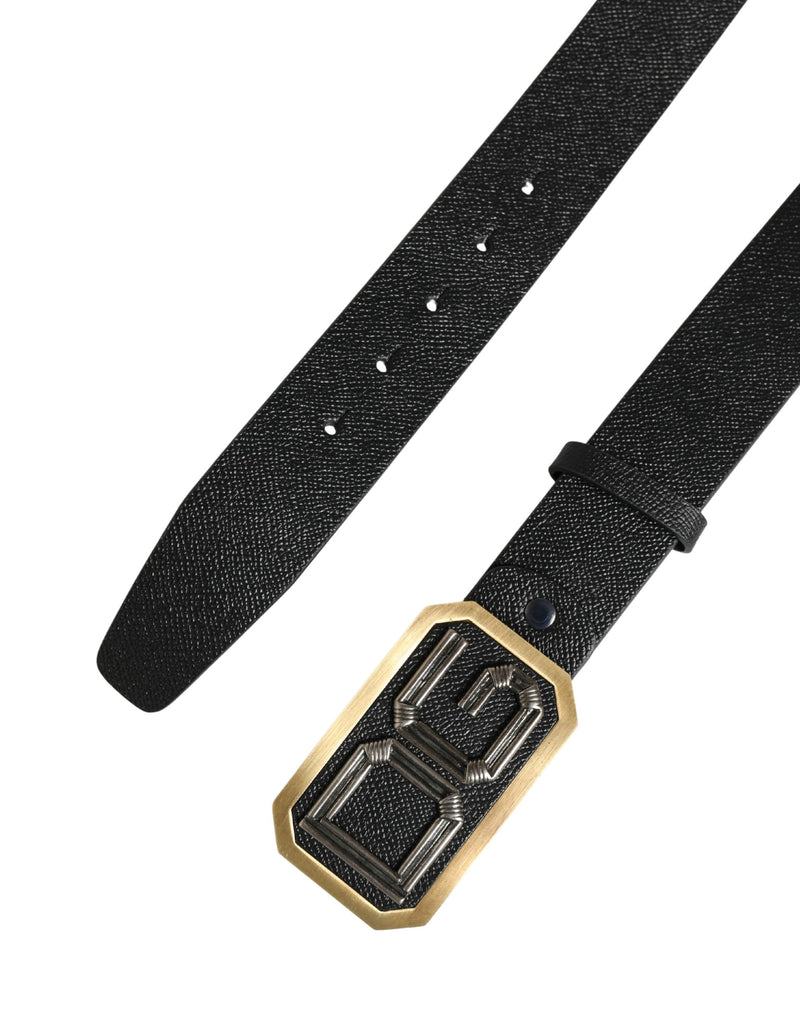 Ceinture Dolce &amp; Gabbana pour homme en cuir noir avec boucle métallique et logo DG