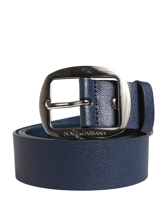 Dolce & Gabbana Heren Blauwe Klassieke Leren Metalen Gesp Riem