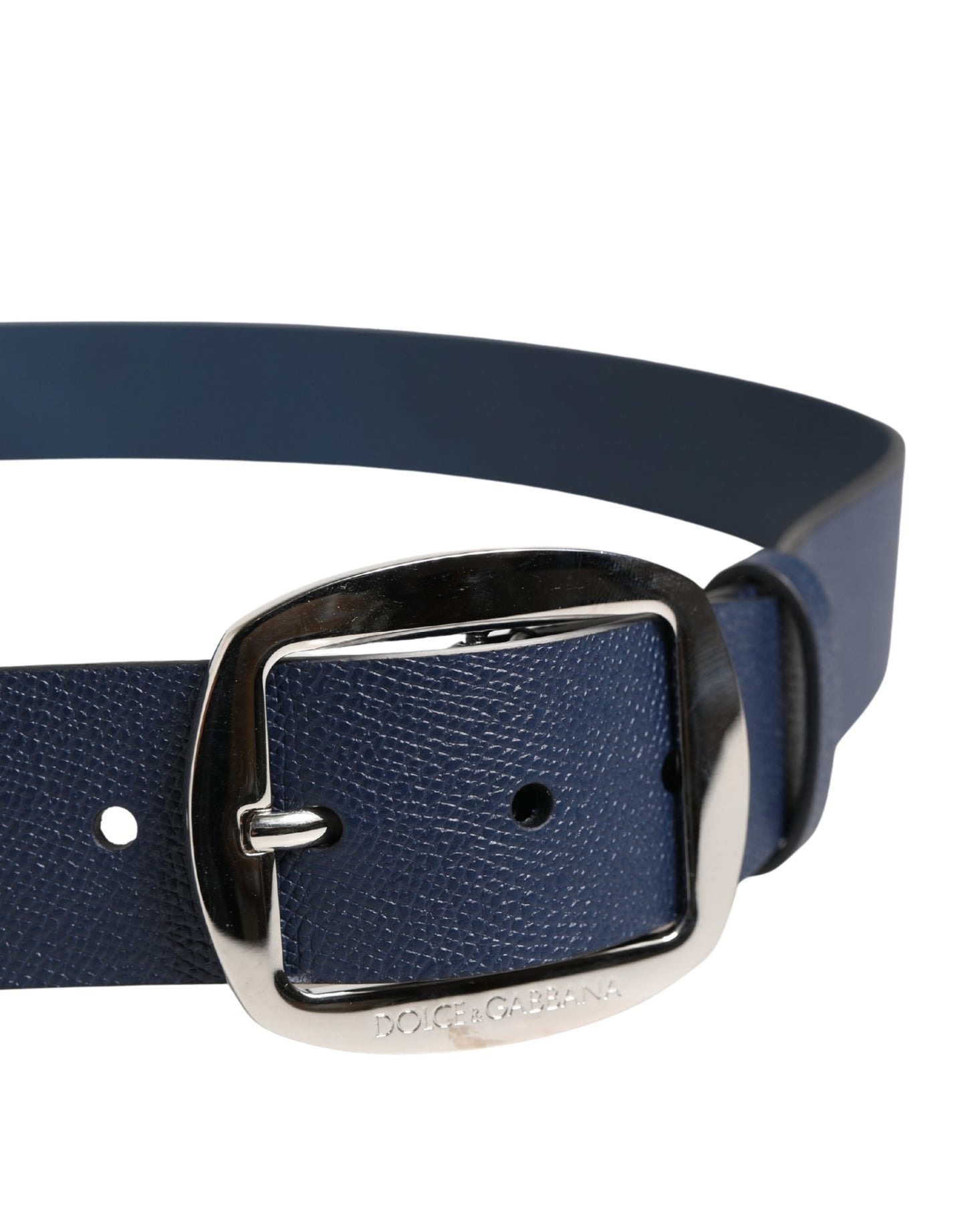 Ceinture Dolce &amp; Gabbana pour homme, en cuir bleu classique avec boucle en métal