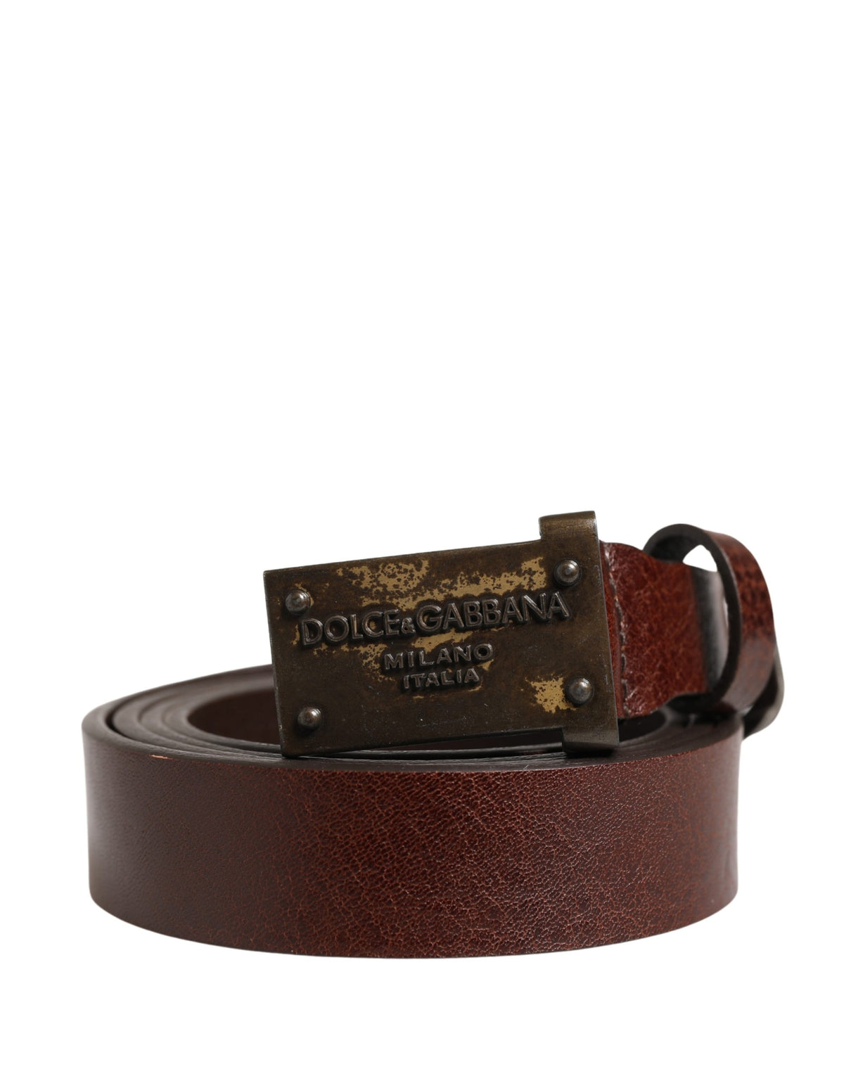 Ceinture Dolce &amp; Gabbana pour homme, en cuir marron classique avec boucle logo.