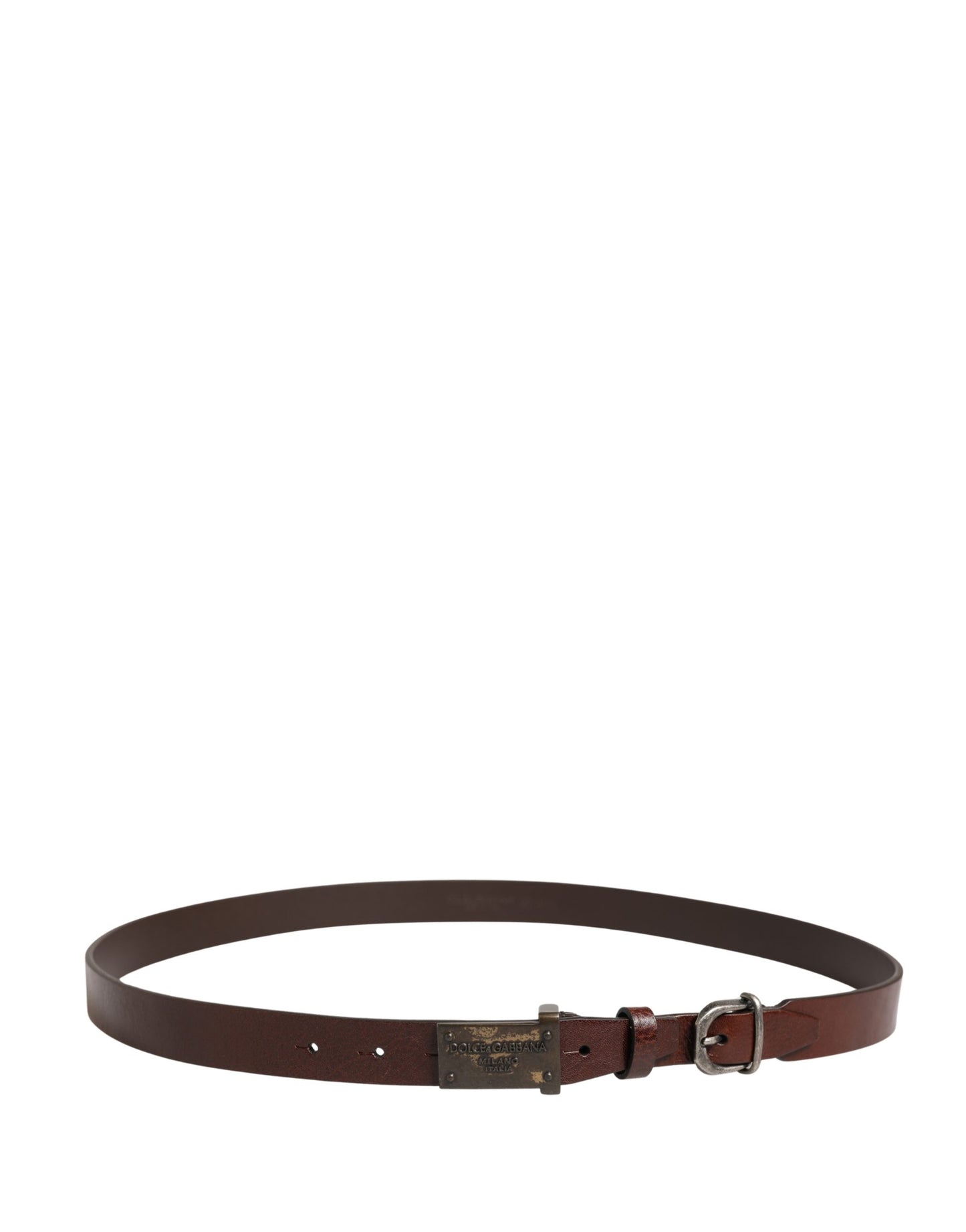 Ceinture Dolce &amp; Gabbana pour homme, en cuir marron classique avec boucle logo.
