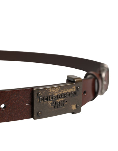 Ceinture Dolce &amp; Gabbana pour homme, en cuir marron classique avec boucle logo.